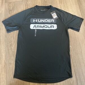 Under Armour Men's Army Green Performance‎ SS Wordmark Tee Velocity Loose Small